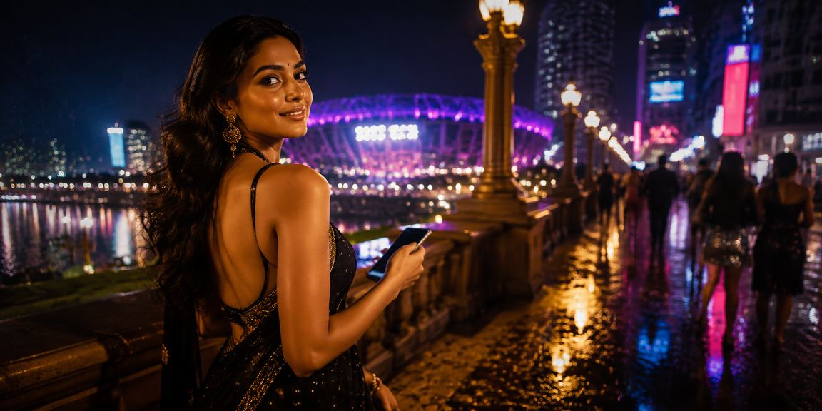 Bangalore MG Road illuminated with neon signs