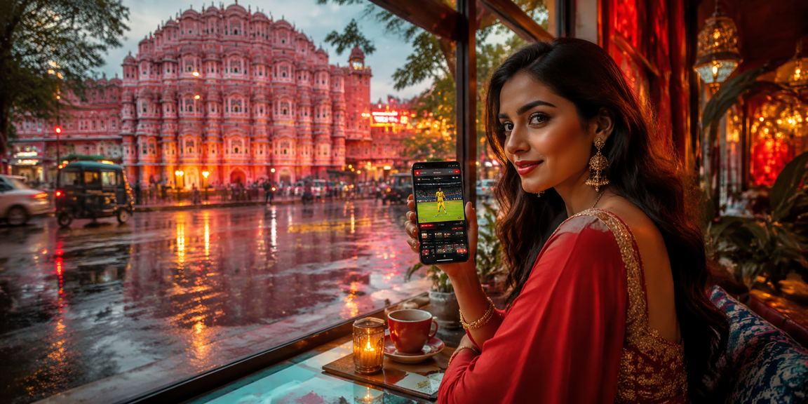 Jaipur Hawa Mahal backdrop with cricket betting atmosphere
